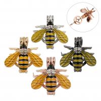 Zinc Alloy Animal Pendants, Bee, plated, It could be opened and beads could be put inside. & enamel & with rhinestone lead & cadmium free Approx 