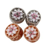 Enamel Zinc Alloy European Beads, Column, plated, without troll & with rhinestone lead & cadmium free Approx 5mm 