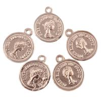 Zinc Alloy Flat Round Pendants, rose gold color plated, lead & cadmium free Approx 1mm 