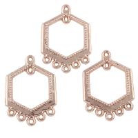 Zinc Alloy Charm Connector, Hexagon, rose gold color plated, 2/5 loop, lead & cadmium free Approx 1.5mm 