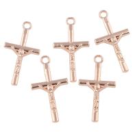 Pendentifs croix en alliage de zinc  , Crucifix, Plaqué de couleur d'or rose, sans plomb et cadmium Environ 2mm Vendu par sac