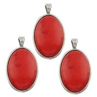 Resin Zinc Alloy Pendants, with Resin, Flat Oval, antique silver color plated, lead & cadmium free Approx 