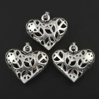Zinc Alloy Heart Pendants, platinum color plated, hollow, lead & cadmium free Approx 