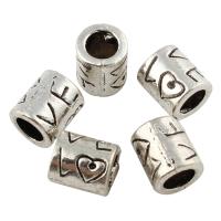 Zinc Alloy European Beads, Column, platinum color plated, with letter pattern & without troll & blacken, lead & cadmium free Approx 5mm 