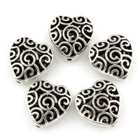 Zinc Alloy Heart Beads, antique silver color plated, hollow, lead & cadmium free Approx 1mm 