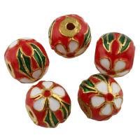 Enamel Zinc Alloy Beads, Drum, gold color plated, lead & cadmium free Approx 1.5mm 