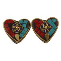 Indonesia Beads, with Zinc Alloy, Flat Heart, antique bronze color plated Approx 2mm 