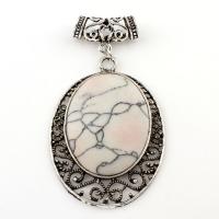 Resin Zinc Alloy Pendants, with Resin, Flat Oval, antique silver color plated, lead & cadmium free Approx 7mm 