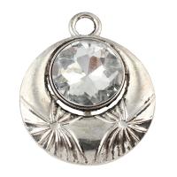 Acrylic Zinc Alloy Pendant, with Acrylic, Flat Round, platinum color plated, faceted, lead & cadmium free Approx 9mm 