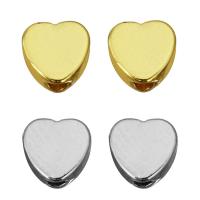 Weinlese Messing Perlen, Herz, plattiert, keine, 5x5x2.5mm, Bohrung:ca. 1.5mm, verkauft von PC