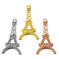 Colgantes de la joyería de cobre amarillo, metal, Torre Eiffel, chapado, más colores para la opción, 13x24x2mm, agujero:aproximado 1.5mm, Vendido por UD