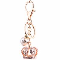 Zinc Alloy Key Chain Jewelry, Owl, plated, for woman & with rhinestone, lead & cadmium free 