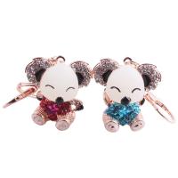 Zinc Alloy Key Chain Jewelry, Bear, plated, for woman & with rhinestone lead & cadmium free 