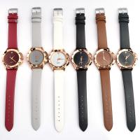 Bracelets de montre pour femmes, cuir PU, avec cadran en alliage de zinc & verre, mouvement chinoise, Placage, plus de couleurs à choisir Vendu par PC