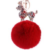Zinc Alloy Key Chain Jewelry, Plush, with Zinc Alloy, plated, for woman & with rhinestone, lead & cadmium free 