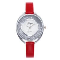 Women Wrist Watch, PU Leather, with zinc alloy dial & Glass, Chinese movement, plated, adjustable & for woman & with rhinestone 