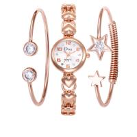 Fashion Watch Bracelet, Zinc Alloy, with Glass, Chinese movement, plated, three pieces & for woman & with rhinestone lead & cadmium free Approx 7.5 Inch 