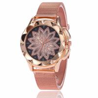 Women Wrist Watch, Stainless Steel, with zinc alloy dial & Glass, Chinese movement, rose gold color plated, for woman & with rhinestone, white 