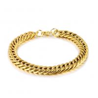 Titanium Steel Bracelet & Bangle, gold color plated, Unisex & curb chain, 10mm Approx 8.5 Inch 