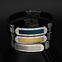 Titanium Steel Bracelet, with Silicone, plated, Corrosion-Resistant & adjustable & for man Approx 8 Inch 