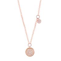 Brass Cubic Zirconia Necklace, with 1.96inch extender chain, rose gold color plated, oval chain & for woman & with cubic zirconia, 9mm Approx 17.3 Inch 