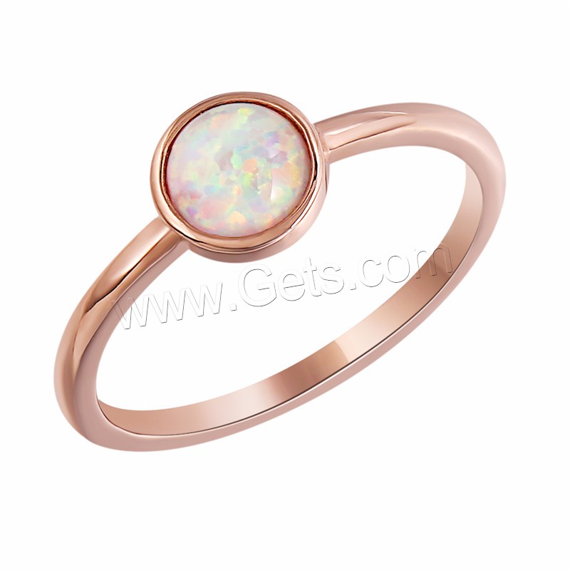 Brass Finger Ring, with Opal, rose gold color plated, different size for choice & for woman, Sold By PC