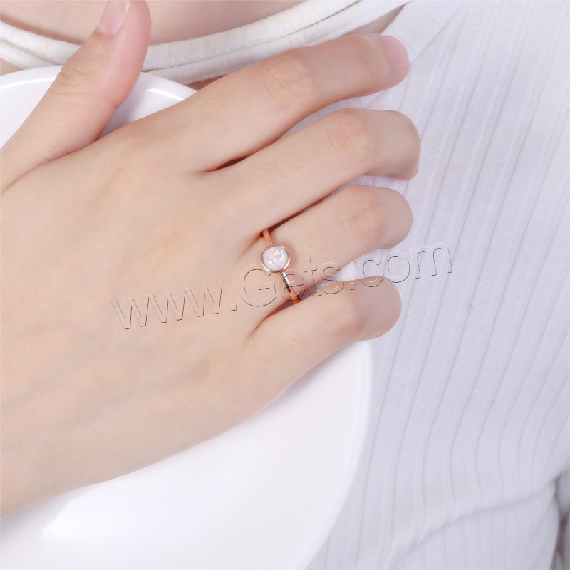 Brass Finger Ring, with Opal, rose gold color plated, different size for choice & for woman, Sold By PC