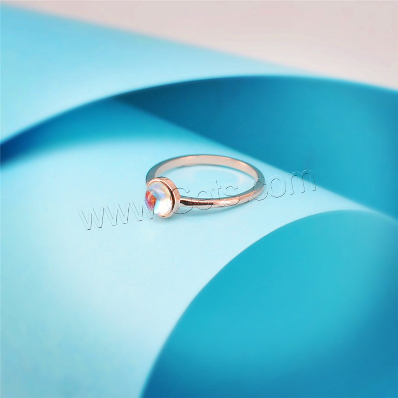 Brass Finger Ring, with Sea Opal, rose gold color plated, different size for choice & for woman, Sold By PC