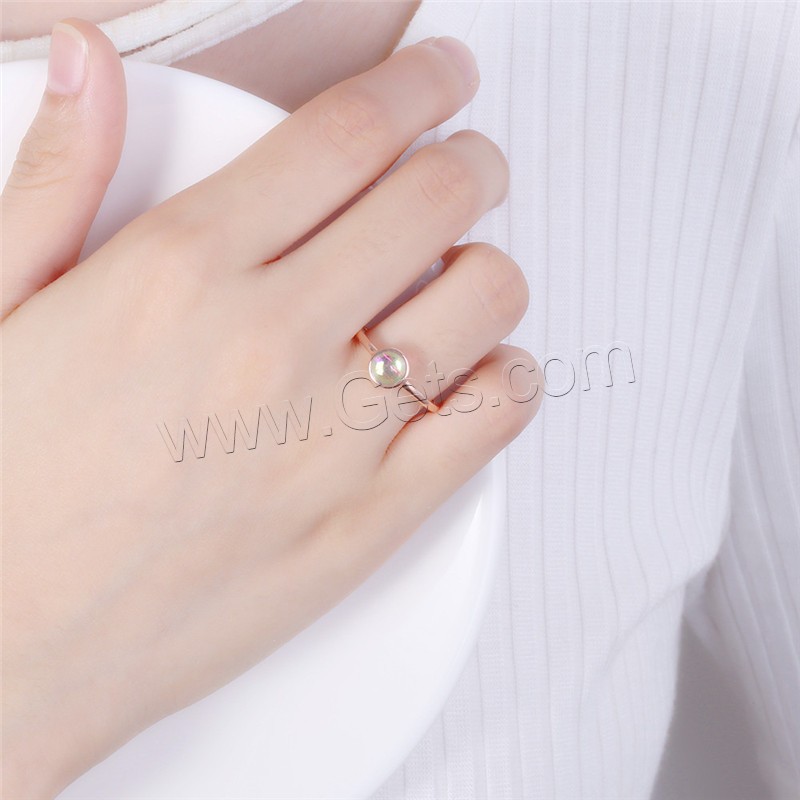 Brass Finger Ring, with Sea Opal, rose gold color plated, different size for choice & for woman, Sold By PC