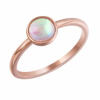 Brass Finger Ring, with Sea Opal, rose gold color plated & for woman 