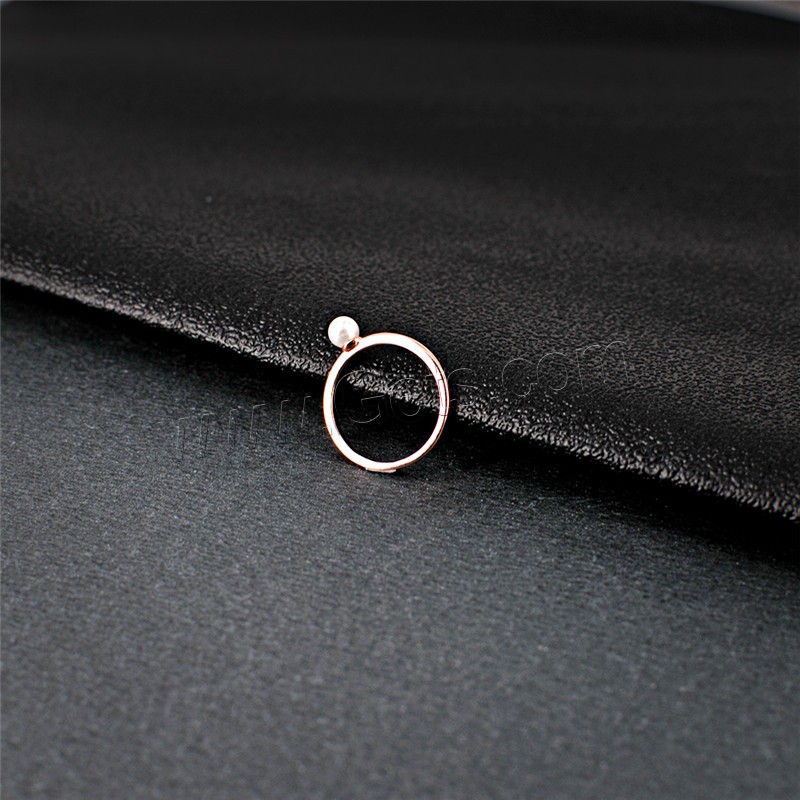 Brass Finger Ring, with Plastic Pearl, rose gold color plated, different size for choice & for woman, Sold By PC