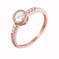 Cubic Zircon Brass Finger Ring, rose gold color plated & for woman & with cubic zirconia 