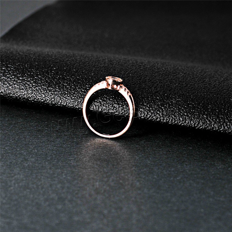Кубическое цирконовое латунное кольцо, Латунь, плакированный цветом розового золота, разный размер для выбора & Женский & с кубическим цирконием, продается PC