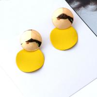 Zinc Alloy Drop Earring, Round, gold color plated, stoving varnish & for woman 