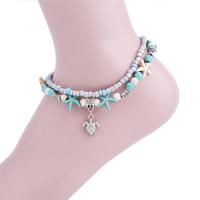 Zinc Alloy Anklet, with Glass Seed Beads & Resin, with 2.4lnch extender chain, silver color plated, for woman &  Approx 9.4 Inch 