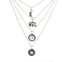 Zinc Alloy Necklace, with 1.4lnch extender chain, antique silver color plated, oval chain & for woman & multi-strand, 20mm Approx 16.1 Inch 