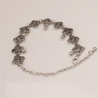 Zinc Alloy Anklet, with 3.9lnch extender chain, antique silver color plated, for woman & hollow Approx 6.7 Inch 