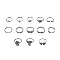 Zinc Alloy Ring Set, earring & necklace, plated, for woman & with rhinestone & hollow US Ring 