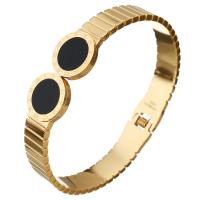 Stainless Steel Bangle, with Resin, Flat Round, gold color plated, for woman 10mm, Inner Approx 