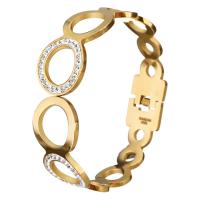 Stainless Steel Bangle, with Rhinestone Clay Pave, gold color plated, for woman, 20mm, Inner Approx 
