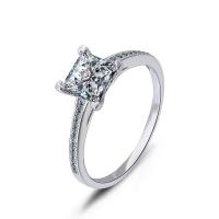 Cubic Zirconia Sterling Silver Finger Ring, 925 Sterling Silver & for woman & with cubic zirconia, 6mm 