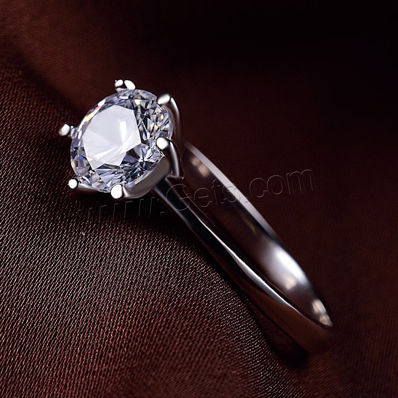 Cubic Zirconia anillo de dedo de plata esterlina, plata de ley 925, unisexo & diverso tamaño para la opción & con circonia cúbica, 6mm, Vendido por UD