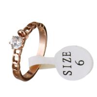 Rhinestone Stainless Steel Finger Ring, rose gold color plated, for woman & with rhinestone 2.5mm, US Ring 