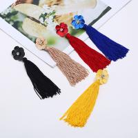 Fashion Tassel Earring, Zinc Alloy, with Cotton Cord, plated, for woman & with rhinestone 