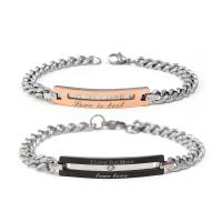 Zinc Alloy Couple Bracelet, Alphabet Letter, plated, curb chain & with rhinestone Approx 7.5 Inch 