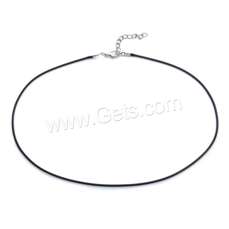 Zinc Alloy Necklace Cord, with Wax Cord & Iron, with 2inch extender chain, Unisex & adjustable & different size for choice, 1.5mm, 2mm, Length:Approx 17 Inch, Sold By Strand