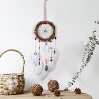 Feather Dream Catcher, with Cotton Thread & Rattan & Wood & Iron, black 