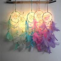 Feather Dream Catcher, with Cotton Thread & Velveteen & Seedbead & Wood, with LED light 560mm 