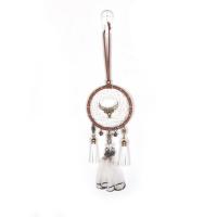 Feather Dream Catcher, with Cotton Thread & Crystal & ABS Plastic & Iron 