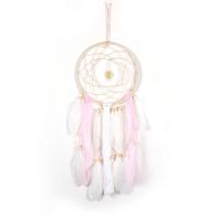 Feather Dream Catcher, with Cotton Thread & Velveteen & Wood, pink 